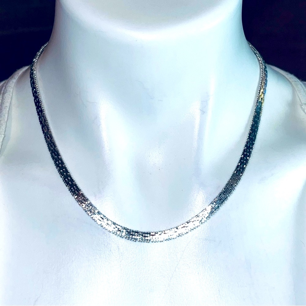 Sterling Silver Solid Chocker Chain 17” 925 Italy… - image 3